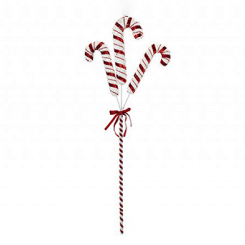 Red & White Glitter Candy Cane Spray Christmas Decoration 61cm