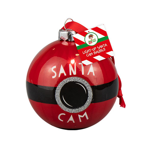 Christmas Light Up Santa Cam Bauble Hanging Decoration Festive Novelty ...