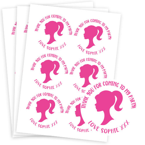 Doll Style Head Design Personalised Round Stickers 88mm - Sheet of 6 ...