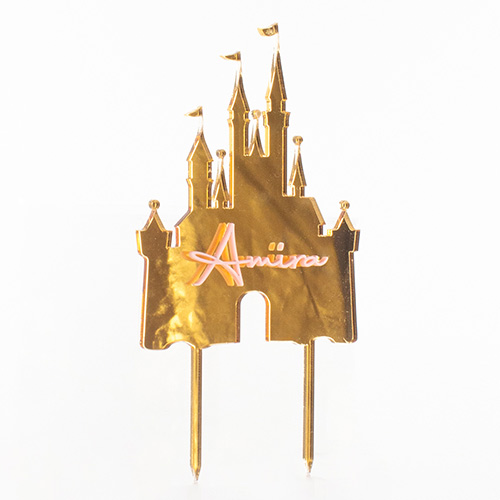 Personalised Princess Castle with Name Acrylic Cake Topper | Partyrama