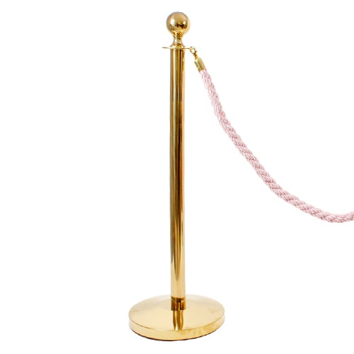 1 Prestige Brass Pole With 1 Pink Braided Rope | Partyrama