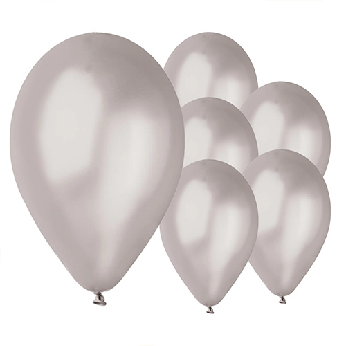 Ciao Ballons Pack – 100 Stück, Perlmuttfarben (silber), Naturlatex, Ø 33 Cm. Premium-Qualität Aus Italien Für Partys & Dekoration.