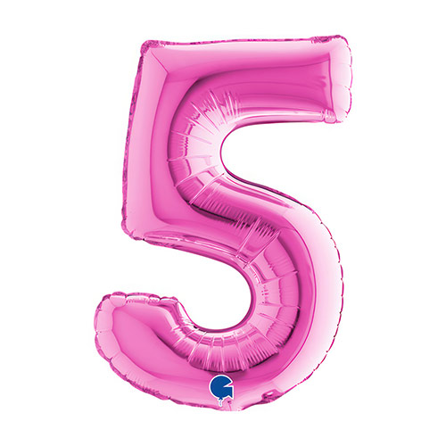Fuchsia Pink Number 5 Air Fill Foil Balloon 36cm / 14 in | Partyrama