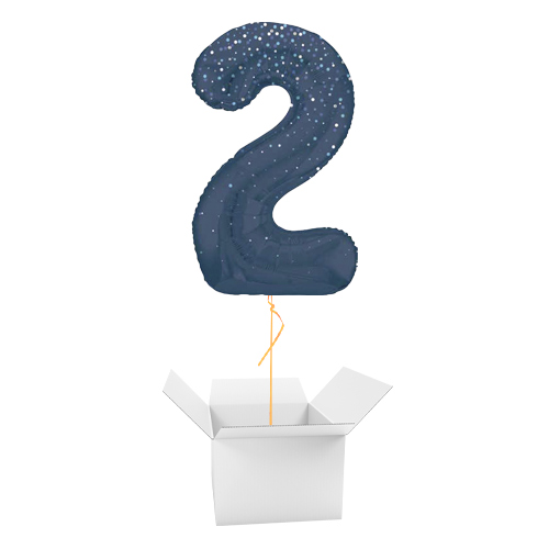 Navy Blue Glitz Prismatic Number 2 Helium Foil Giant Balloon - Inflated ...