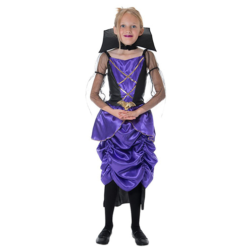 Gothic Purple Vampiress Girls Fancy Dress Costume Kids Large Age 10