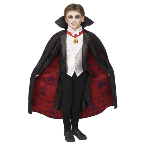 thumbnail image 2 of Boys Vampire Halloween Costume – Dracula, Medium (7-8), Polyester Outfit, New With Tags 2 of 5