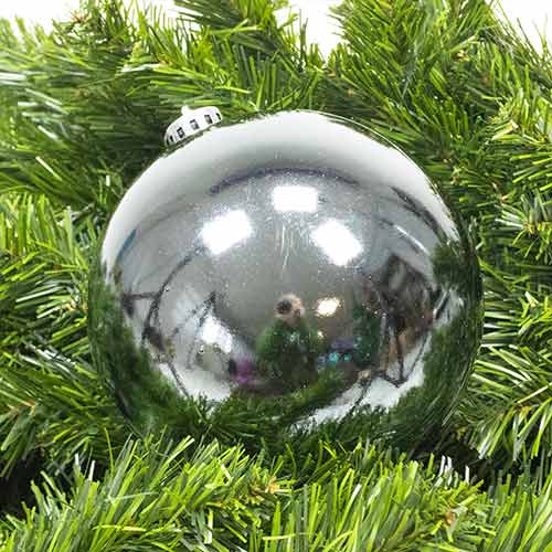 Dark Grey Shiny Shatterproof Christmas Bauble 15cm Partyrama