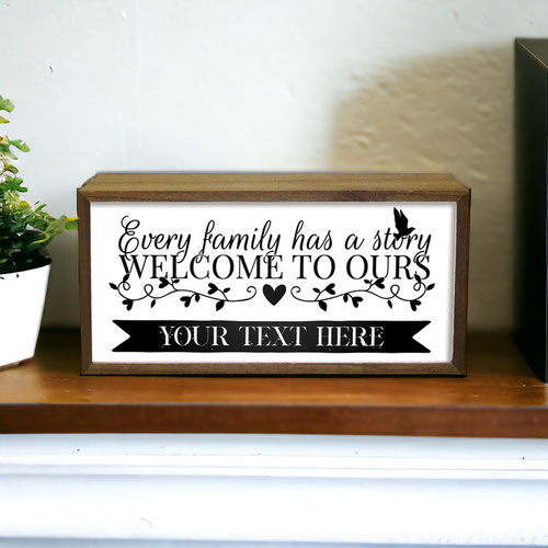 Personalised Welcome To Our Family LED Light Box Wood Room Sign | Partyrama