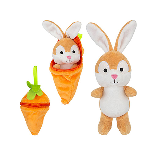 Bunny Rabbit Inside Carrot Plush Soft Toy 14cm | Partyrama