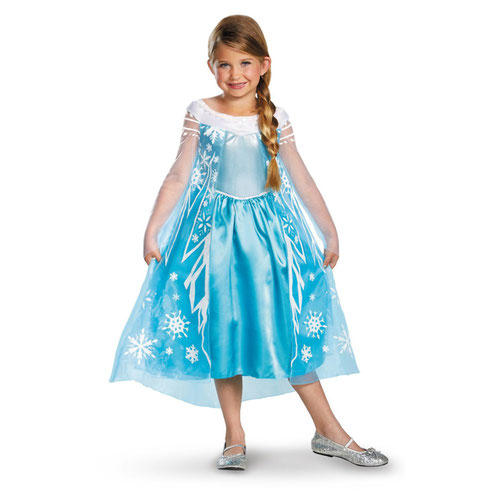 Elsa Frozen Disney Princess Deluxe Girls Fancy Dress Costume Kids