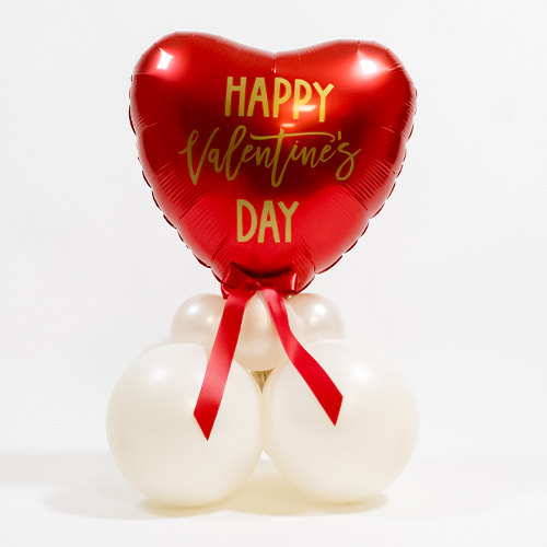 Happy Valentine's Day Ruby Red Heart Shape Tabletop Balloon Display ...