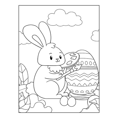 Easter Bunny Painting A4 Colouring Sheet Partyrama