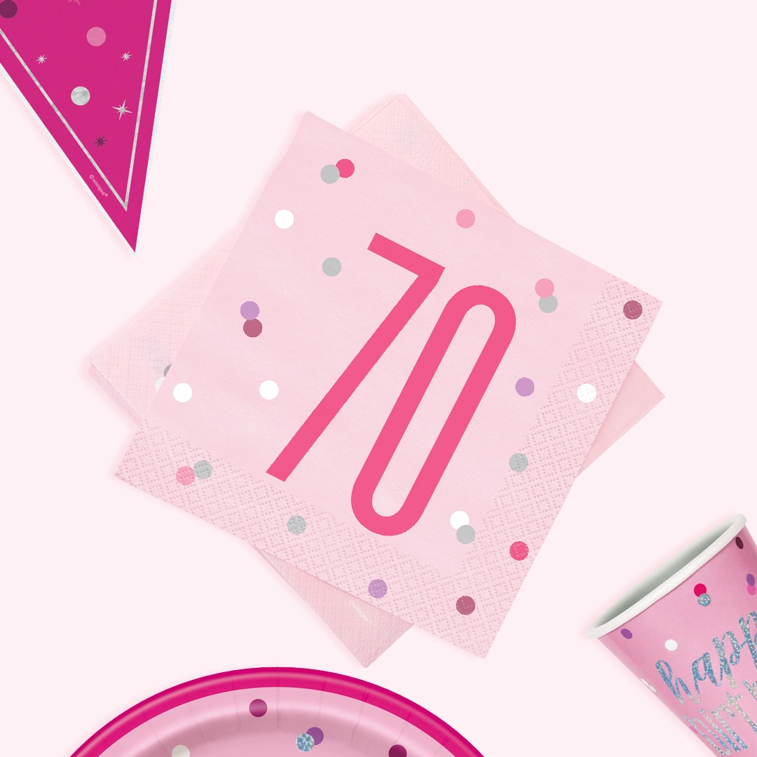 Pink Glitz 70th Birthday Party Supplies