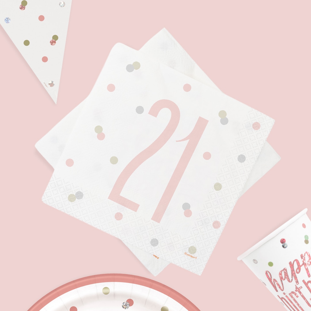 Rose Gold Glitz 21st Birthday Party Supplies