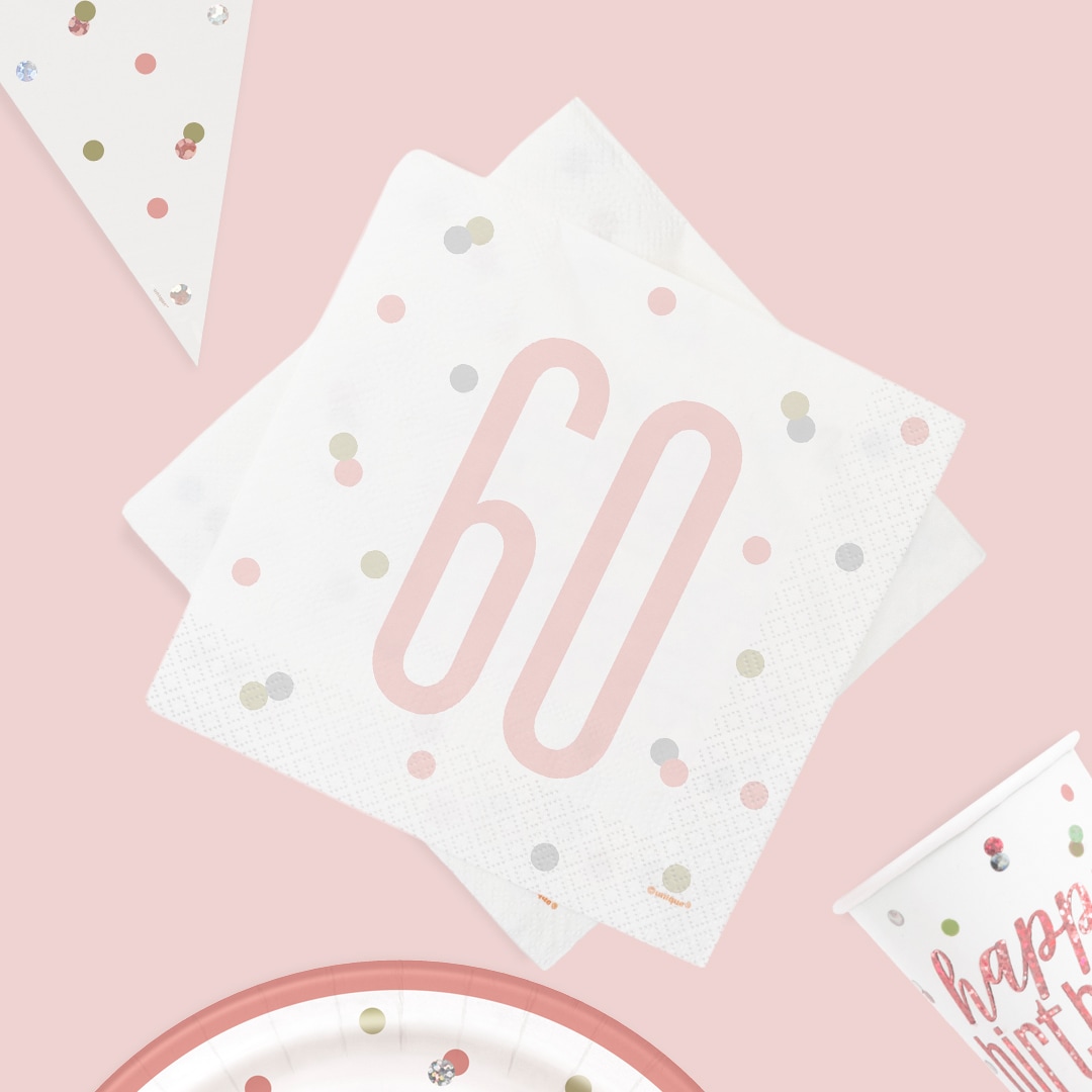 Rose Gold Glitz 60th Birthday Party Supplies