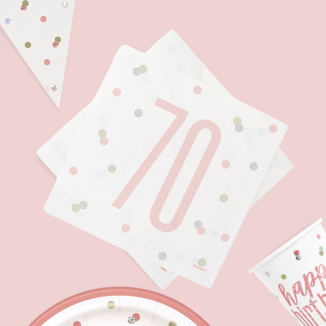 Rose Gold Glitz 70th Birthday Party Supplies